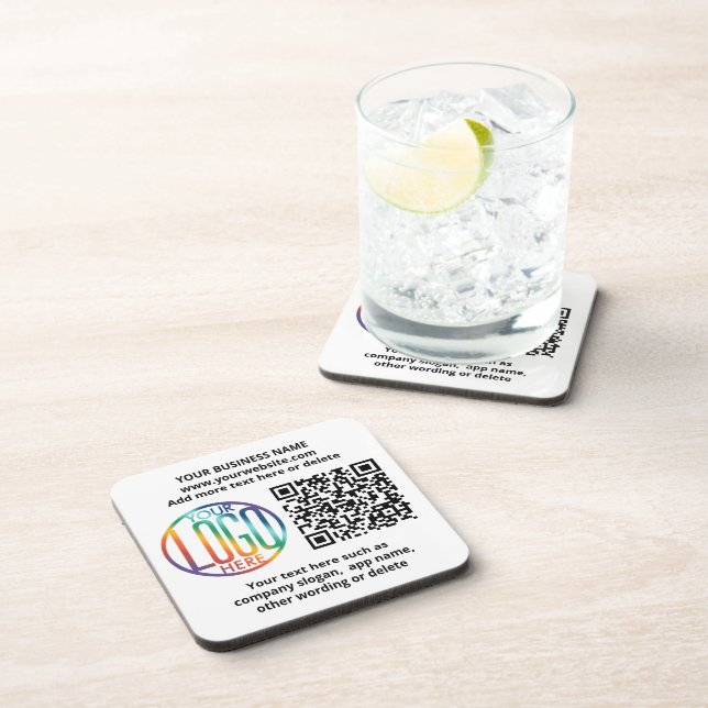 QR-Code-Generator & Ihr Geschäftslogo Werbeartikel Getränkeuntersetzer (Rechte Seite)