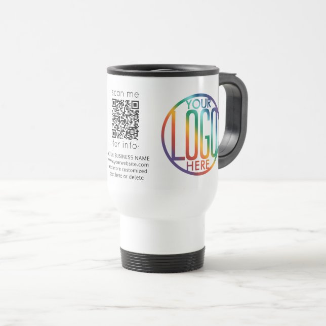 QR-Code-Generator & Ihr Logo Geschäftswerbung Reisebecher (VorderseiteRechts)