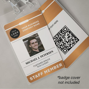 QR-Code Geschäft-Logo Mitarbeiter Foto Kupfer ID Ausweis