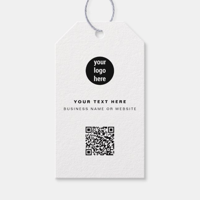 QR-Code Geschäft-Logo Modern Minimalist Geschäft   Geschenkanhänger (Vorderseite)