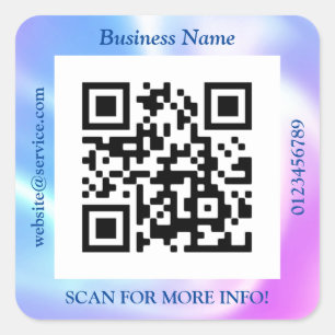 QR-Code Geschäft. Name Website Promo, Iridescent V Quadratischer Aufkleber