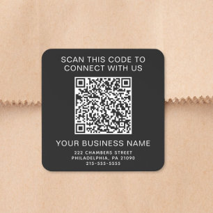 QR-Code Geschäft Schwarz Quadratischer Aufkleber