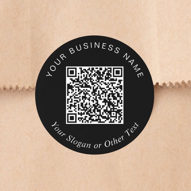 QR-Code Geschäft Schwarz Runder Aufkleber (QR Code Business Black Classic Round Sticker)