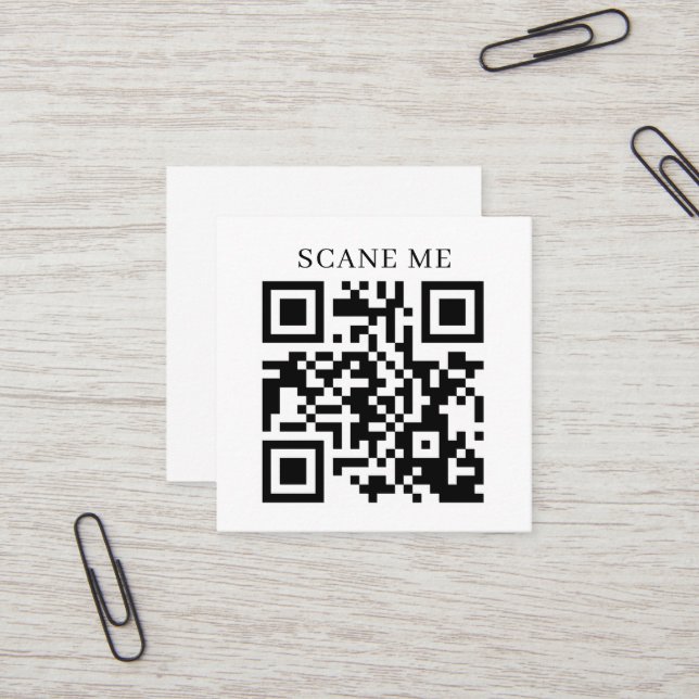 QR-Code-Geschäft | Text oder soziale Medien Quadratische Visitenkarte (Vorderseite/Rückseite Beispiel)