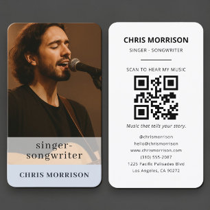 QR-Code-Geschäftskarte für Musiker in Blau Visitenkarte