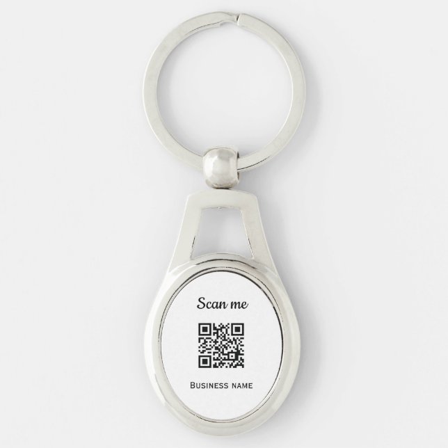 QR-Code Geschäftslogo Beruflich Schwarz Schlüsselanhänger (Vorderseite)