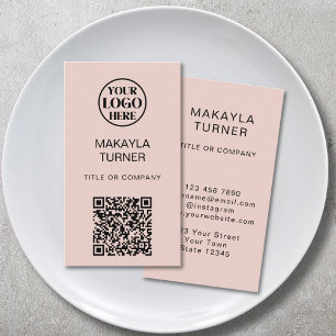 QR-Code-Geschäftslogo Blush Pink Professional Visitenkarte