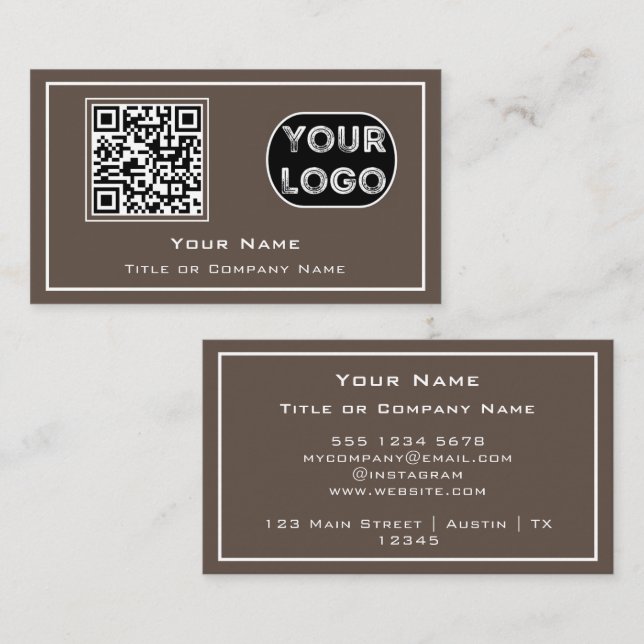 QR-Code-Geschäftslogo Minimalistisch Visitenkarte (Vorne/Hinten)
