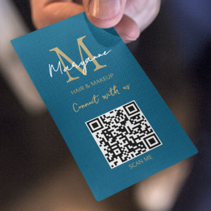 QR-Code Geschäftslogo Modern Blau Visitenkarte