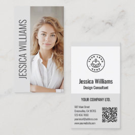 QR-Code Geschäftslogo Modern Professionell Grau Visitenkarte