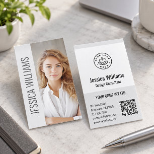QR-Code Geschäftslogo Modern Professionell Grau Visitenkarte