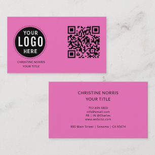 QR-Code Geschäftslogo   Modernes Hot Pink Visitenkarte