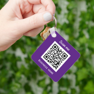 QR-Code-Geschäftslogo Professionell Lila Modern Schlüsselanhänger