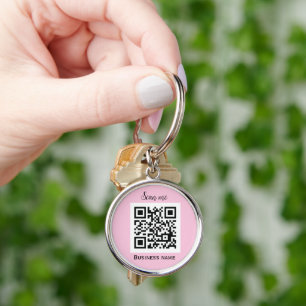 QR-Code-Geschäftslogo Professionell Rosa Weiblich Schlüsselanhänger