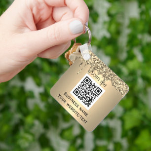 QR-Code-Geschäftslogo Professionelles Gold Schlüsselanhänger