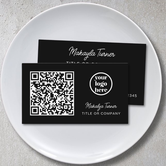 QR-Code Geschäftslogo Schwarz Modern Professionell Visitenkarte (Von Creator hochgeladen)