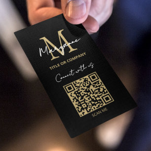 QR-Code Geschäftslogo Schwarz Modern Visitenkarte