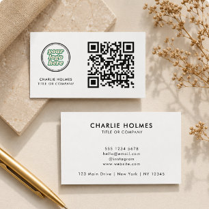 QR-Code-Geschäftslogo weiß Modern Professionell Visitenkarte