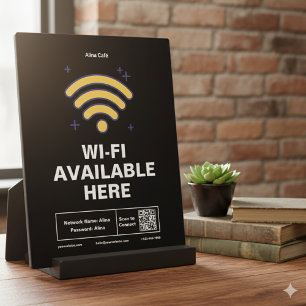 Qr-Code Geschäftsname Minimale WiFi-Details Fotoplatte