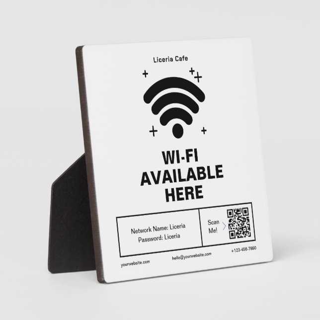 Qr-Code Geschäftsname Minimale WiFi-Details Fotoplatte (Vorderseite)