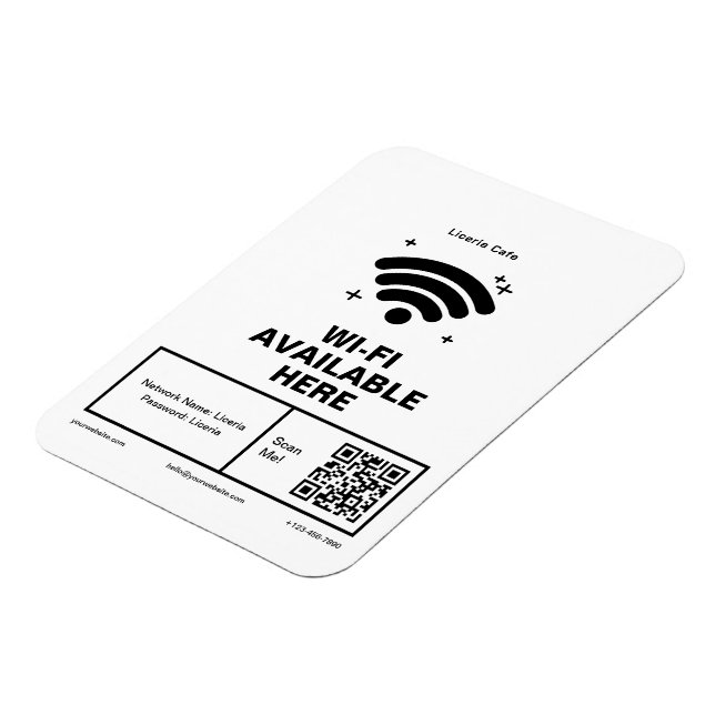Qr-Code Geschäftsname Minimale WiFi-Details Magnet (Linke Seite)