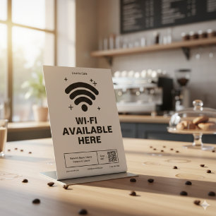 Qr-Code Geschäftsname Minimale WiFi-Details Sockelschild