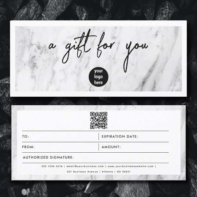 QR-Code-Geschenkgutschein für Chic Marble-Firmenlo (Chic Marble Business Logo QR Code Gift Certificate)