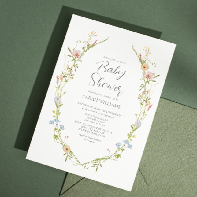 QR Code Geschlecht Neutrale Wildblume Babydusche Einladung (Spring Blooms: A Floral Baby Shower Celebration!)