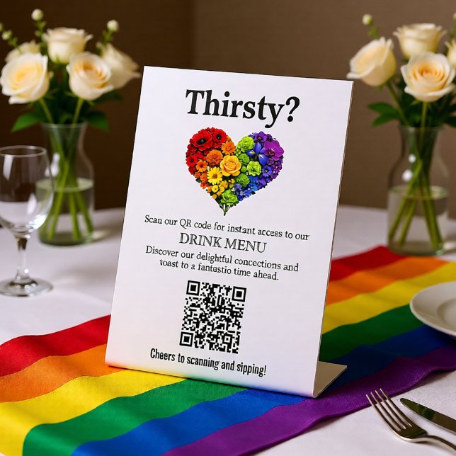 🌈 QR-Code Getränkemenü Flourish Together Sockelschild (🌈 QR code Drink menu Flourish Together Pedestal Sign)