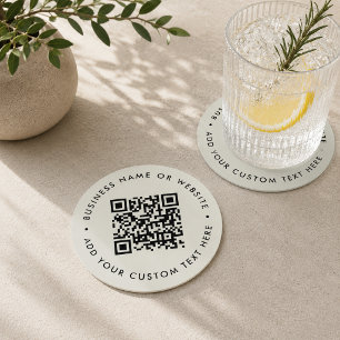 QR-Code-Getränkeuntersetzer Grau scannbar Geschä Runder Pappuntersetzer