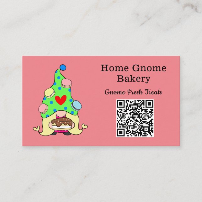 QR Code Gnome Heimat Backen Rosa Visitenkarte (Vorderseite)