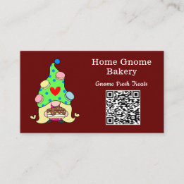 QR Code Gnome Heimat Bäckerei Dunkelrot Visitenkarte