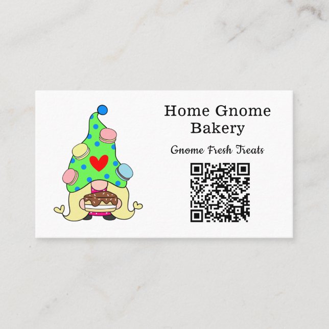 QR Code Gnome Heimat Bäckerei Weiß Visitenkarte (Vorderseite)