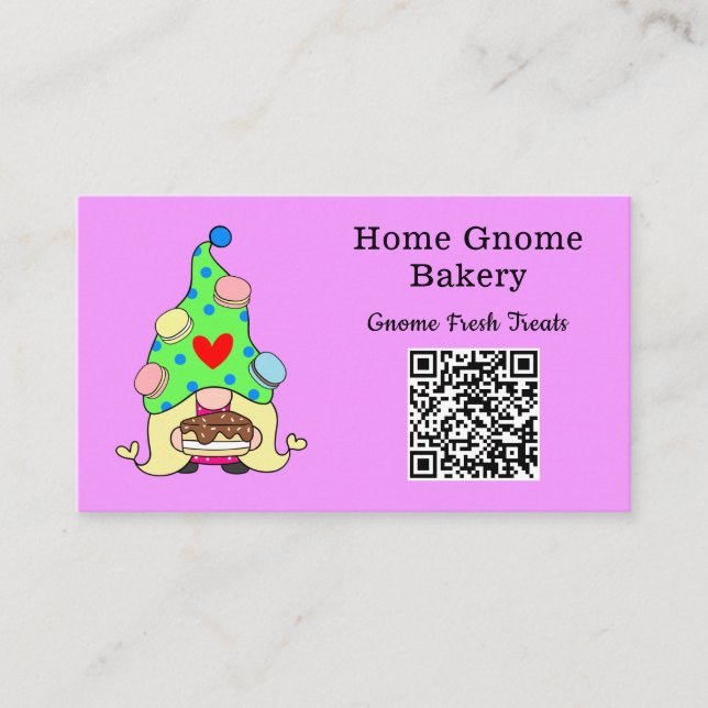 QR Code Gnome Heimat Bakery Light Lila Visitenkarte (Vorderseite)