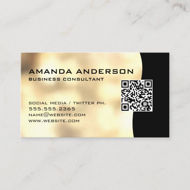 QR-Code / Gold Booking Business Card Visitenkarte (Vorderseite)