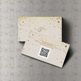 QR Code Gold Confetti Leather Wedding Website Visitenkarte