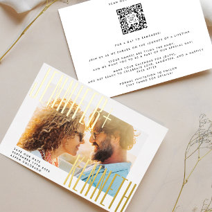 QR CODE GOLD FETTE NAMEN FOTO SAVE THE DATE FOLIENEINLADUNG