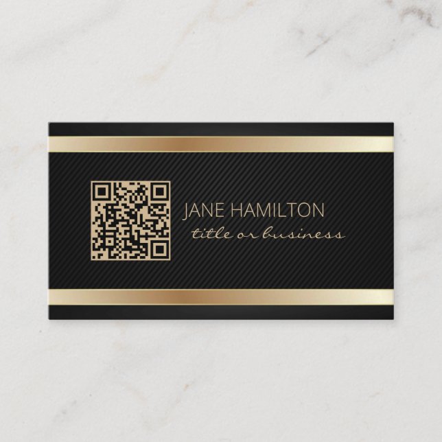QR Code Gold Modern Profile Business Card Visitenkarte (Vorderseite)