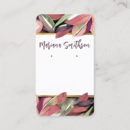 QR Code Gold Pastell Foliage Ohrringe Display Card Visitenkarte