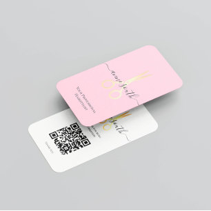 QR Code Gold Scissy Hairstylist Business Card Visitenkarte