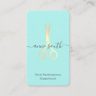QR Code Gold Scissy Hairstylist Business Card Visitenkarte