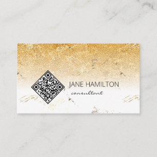 QR Code Gold Textur Business Card Visitenkarte
