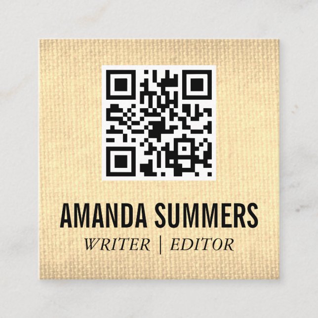 QR-Code | Gold Textur Quadratische Visitenkarte (Vorderseite)