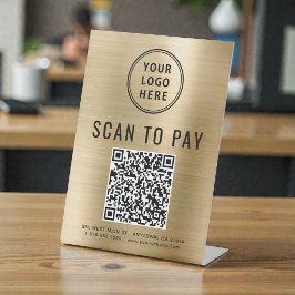 QR-Code Gold zum Bezahlen des Logos scannen Sockelschild