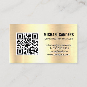 QR-Code   Golden Metallic Background Business Card Visitenkarte