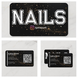 QR-Code Golden Schwarz Professioneller Nageltechni Visitenkarte