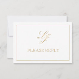 QR Code Goldkalligrafie Monogram Wedding RSVP Karte
