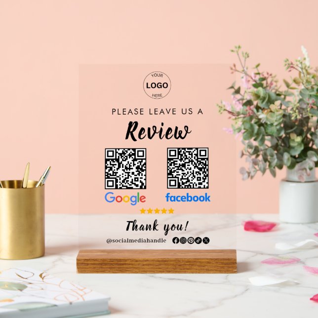 Qr-Code Google-Bewertungen Facebook Business Revie Acrylschild (Hochzeit)