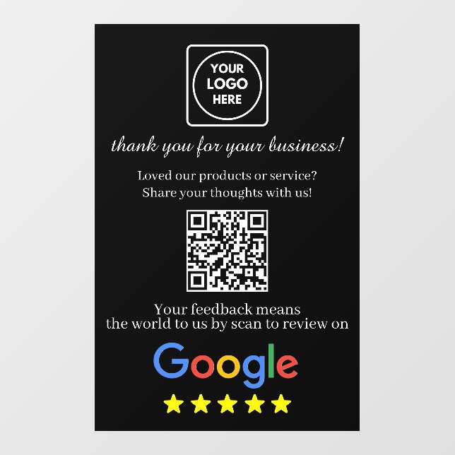 QR-Code Google Bewertungen Logo AI-Türschild Fensteraufkleber (Blatt)