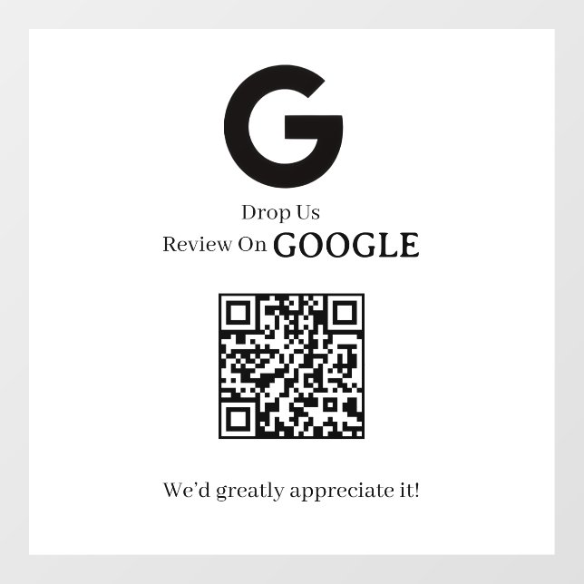 QR Code | Google Reviews Business Display Sign Fensteraufkleber (Blatt)